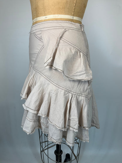 Made in France Ruffle 100% Cotton Skirt with Contrast Stitching