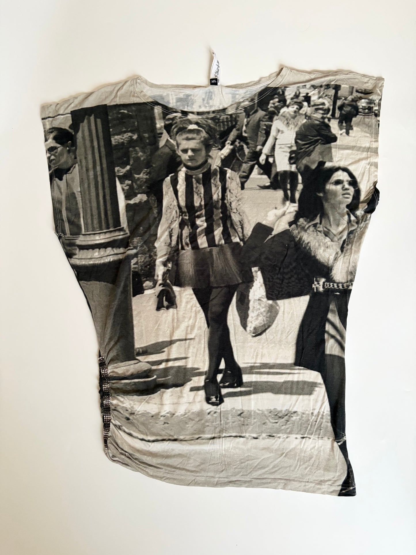 Euro Old Fashioned Photograph Print Tunic/Mini Dress