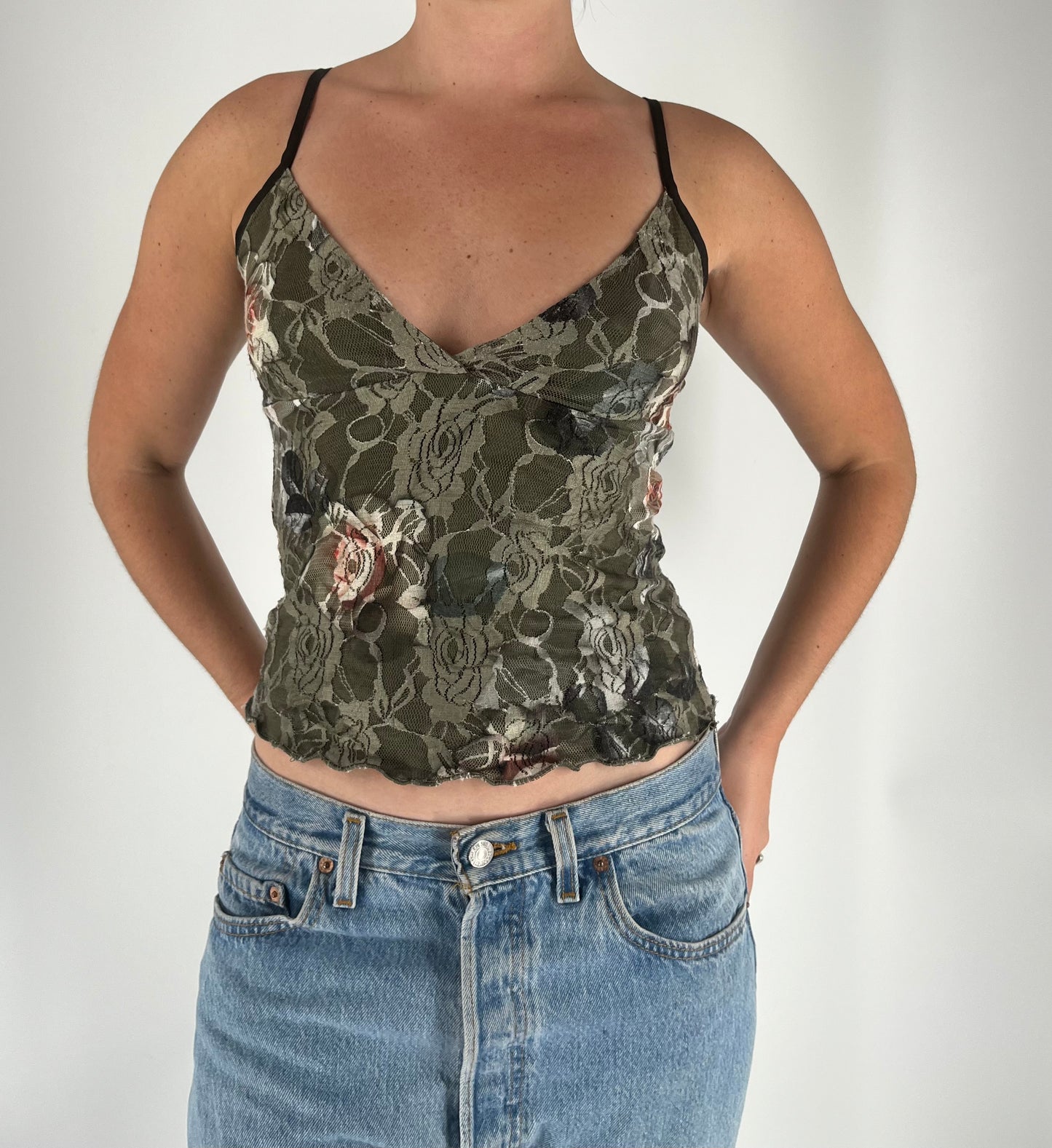 Grunge Floral Lace Tank