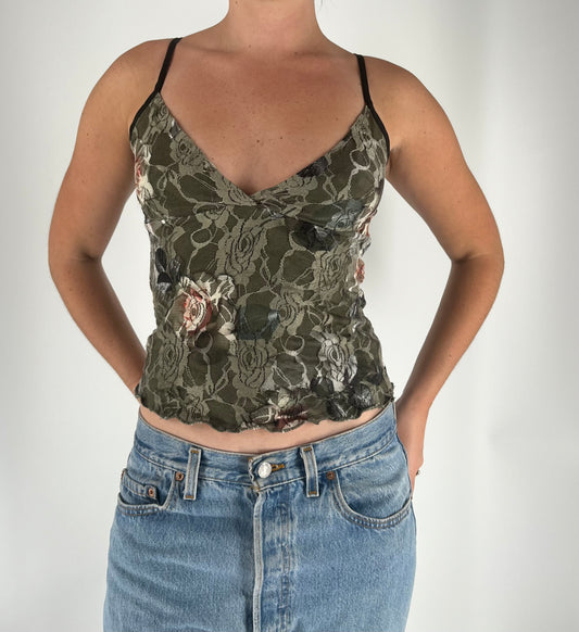 Grunge Floral Lace Tank