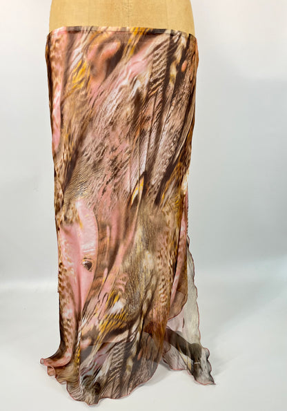 Abstract Print Flowy Maxi Skirt