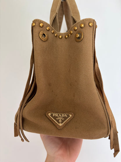Prada Fringe Canvas Canapa Bag
