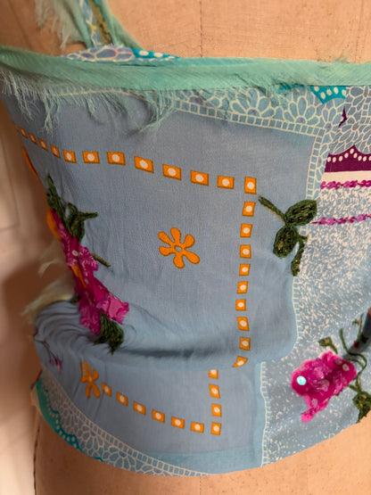 Made in Spain One of A Kind Patchwork Tank with Silk and Sequins