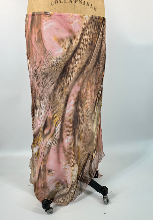 Abstract Print Flowy Maxi Skirt