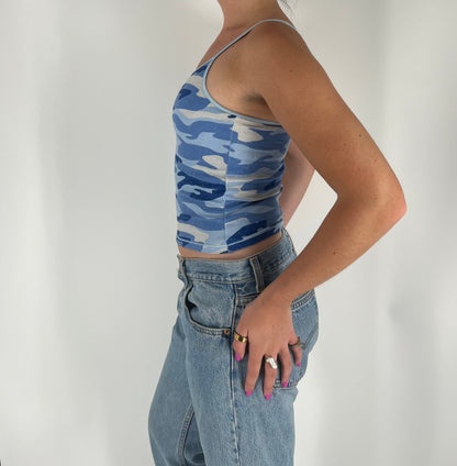 Glitter Camouflage Tank Top With Built-in Bra