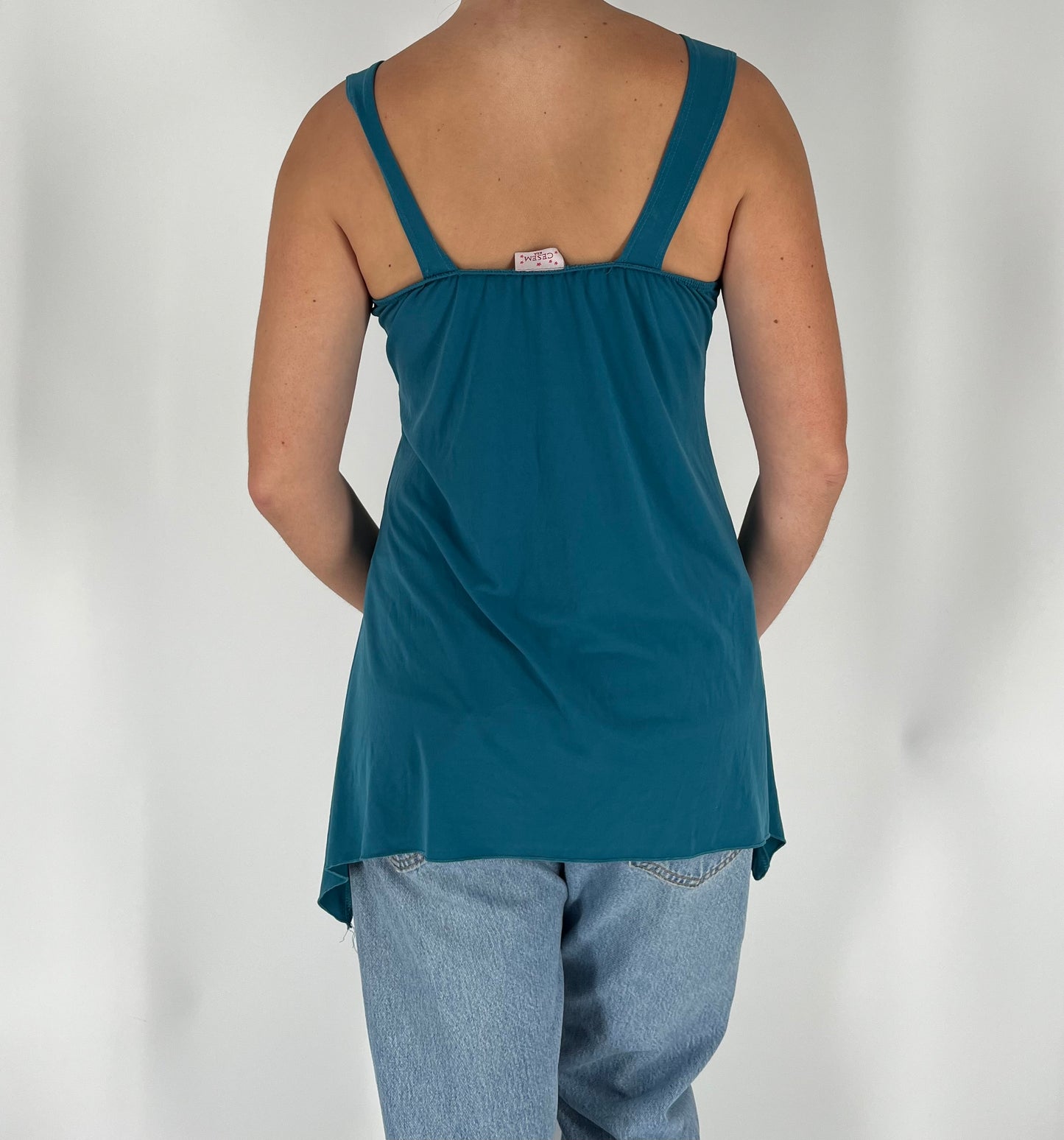 Beaded Tank With Asymmetrical Hem