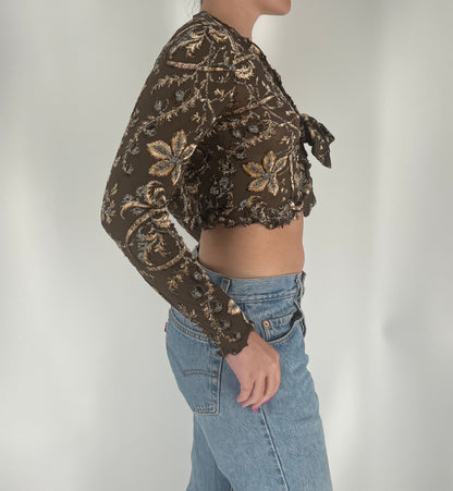 Made in Italy Floral Cardigan With Glitter