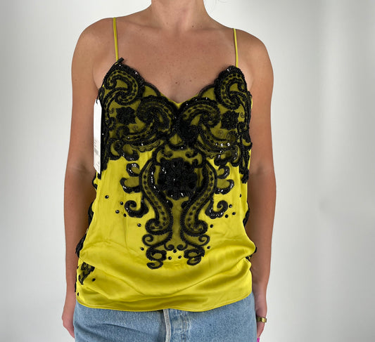 100% Silk Handmade Tank With Appliqués and Gems