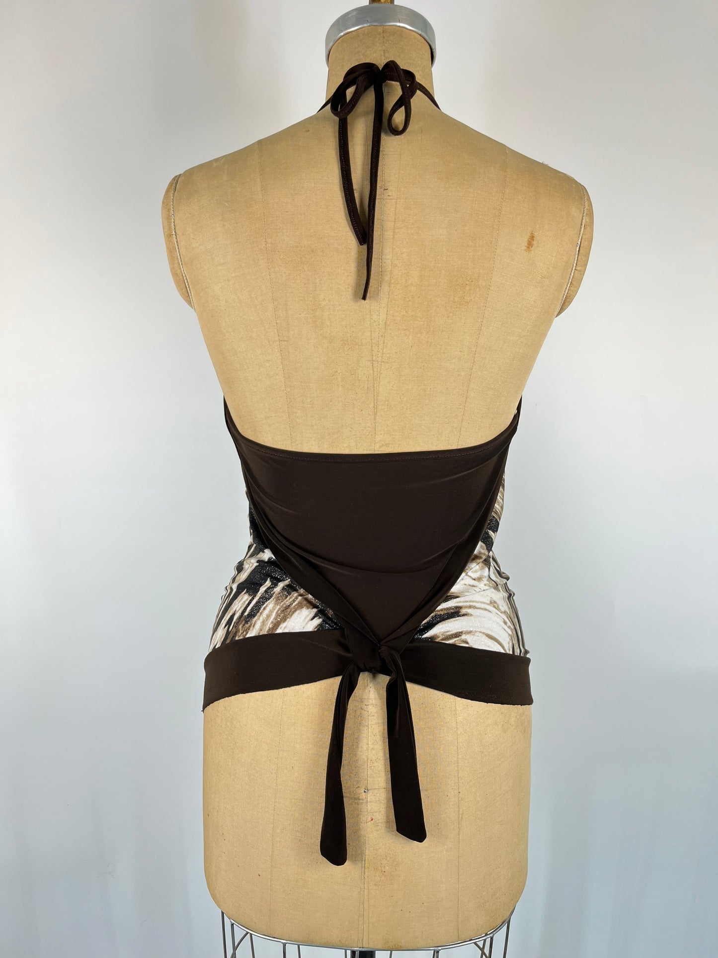 Animal Print Halter Top With O-Ring Accents