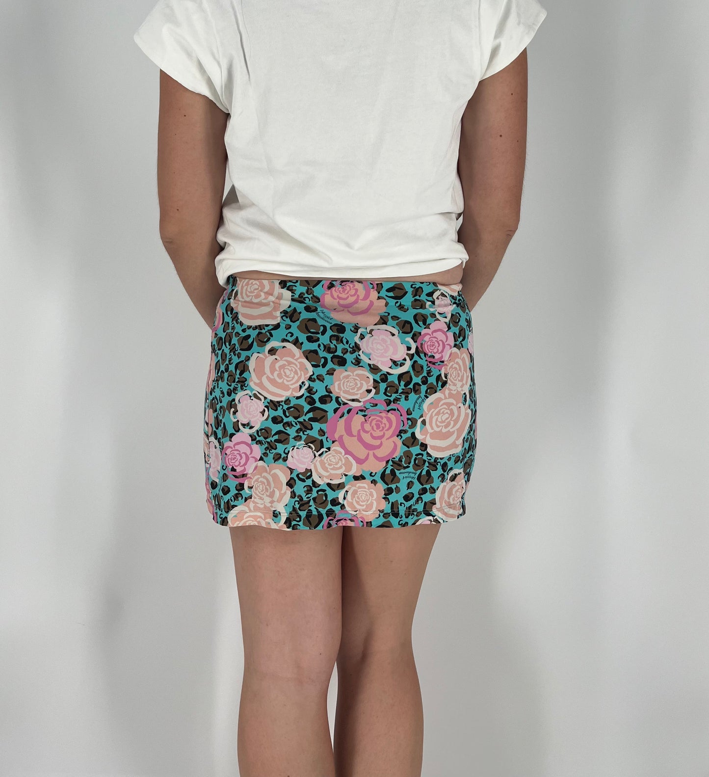 Blugirl by Blumarine Cheetah Floral Mini Skirt With Side Slit