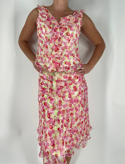 Cherry Print 2-Piece Ruffle Skirt Set