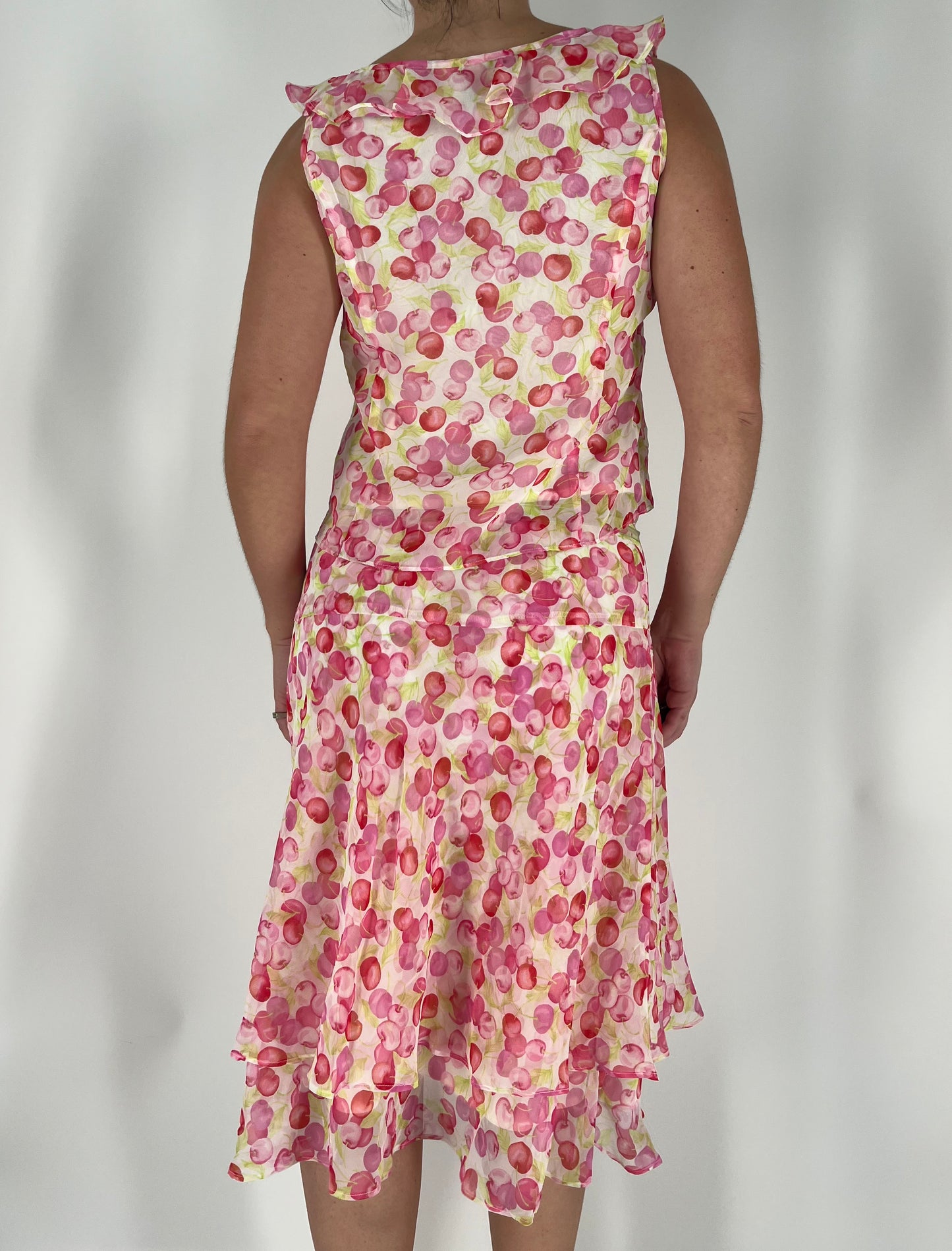 Cherry Print 2-Piece Ruffle Skirt Set