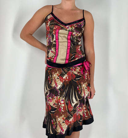 100% Silk 3-Piece Floral Skirt Set